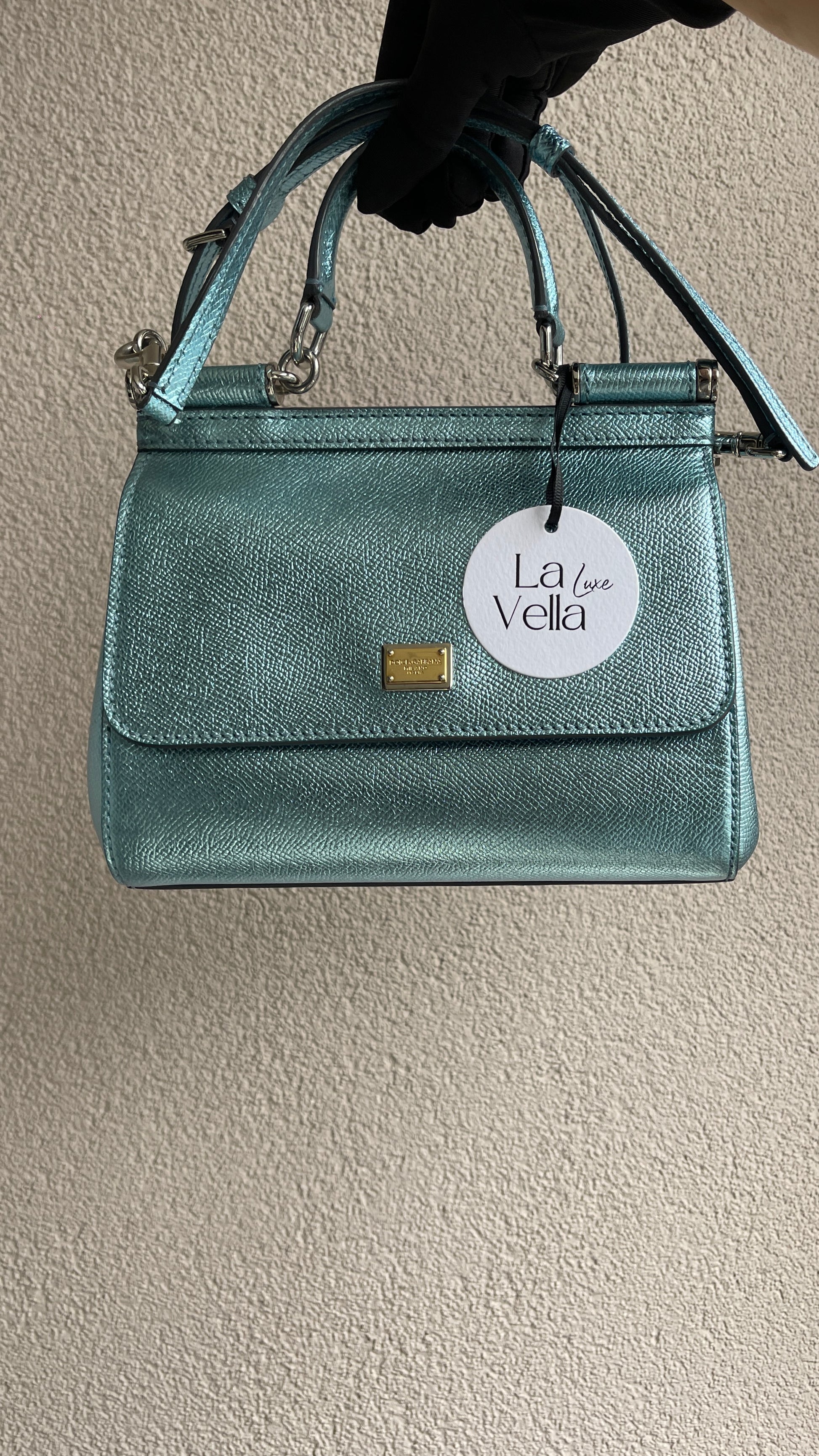 Dolce & Gabbana Mini Sicily Bag – Metallic Blue (8583207485500)