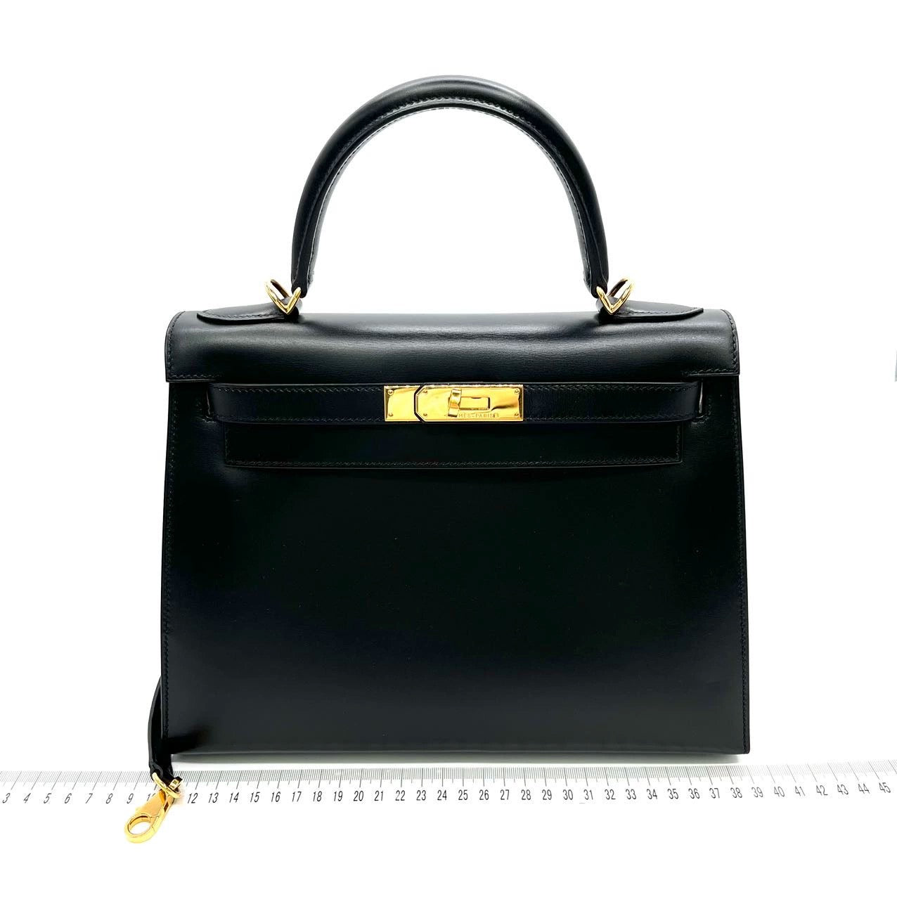 Kelly 28 Black Gold Box Leather (7878466404412)