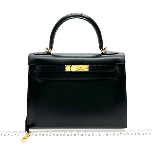 Kelly 28 Black Gold Box Leather (7878466404412)