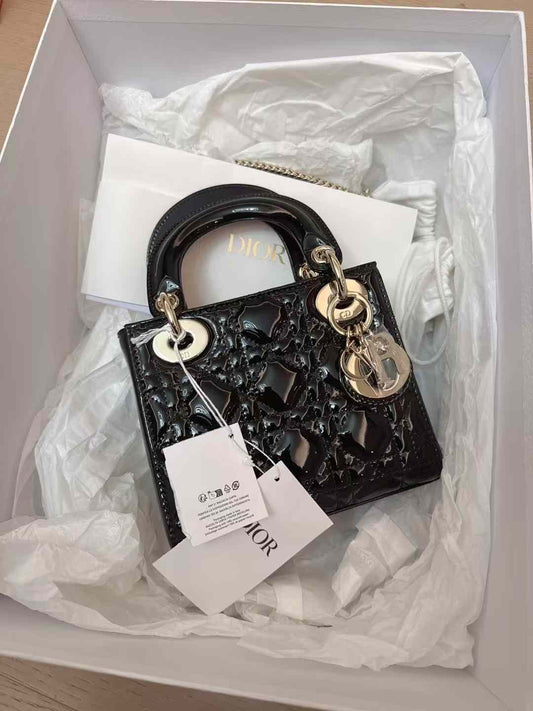 Lady Dior Black Patent Cannage Leather - Brand New (7879293730876)