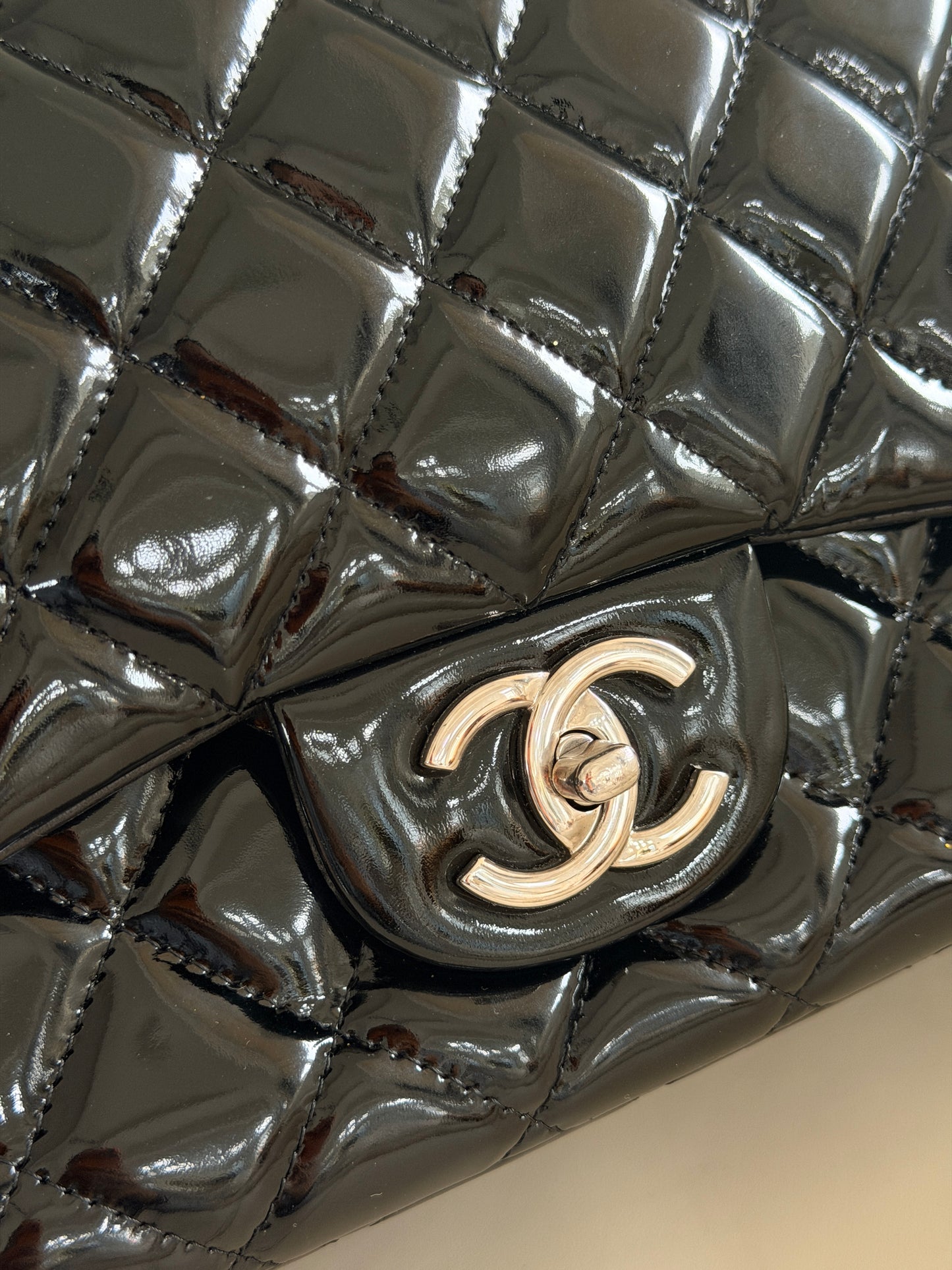 Chanel Classic Flap Jumbo Black Patent Leather