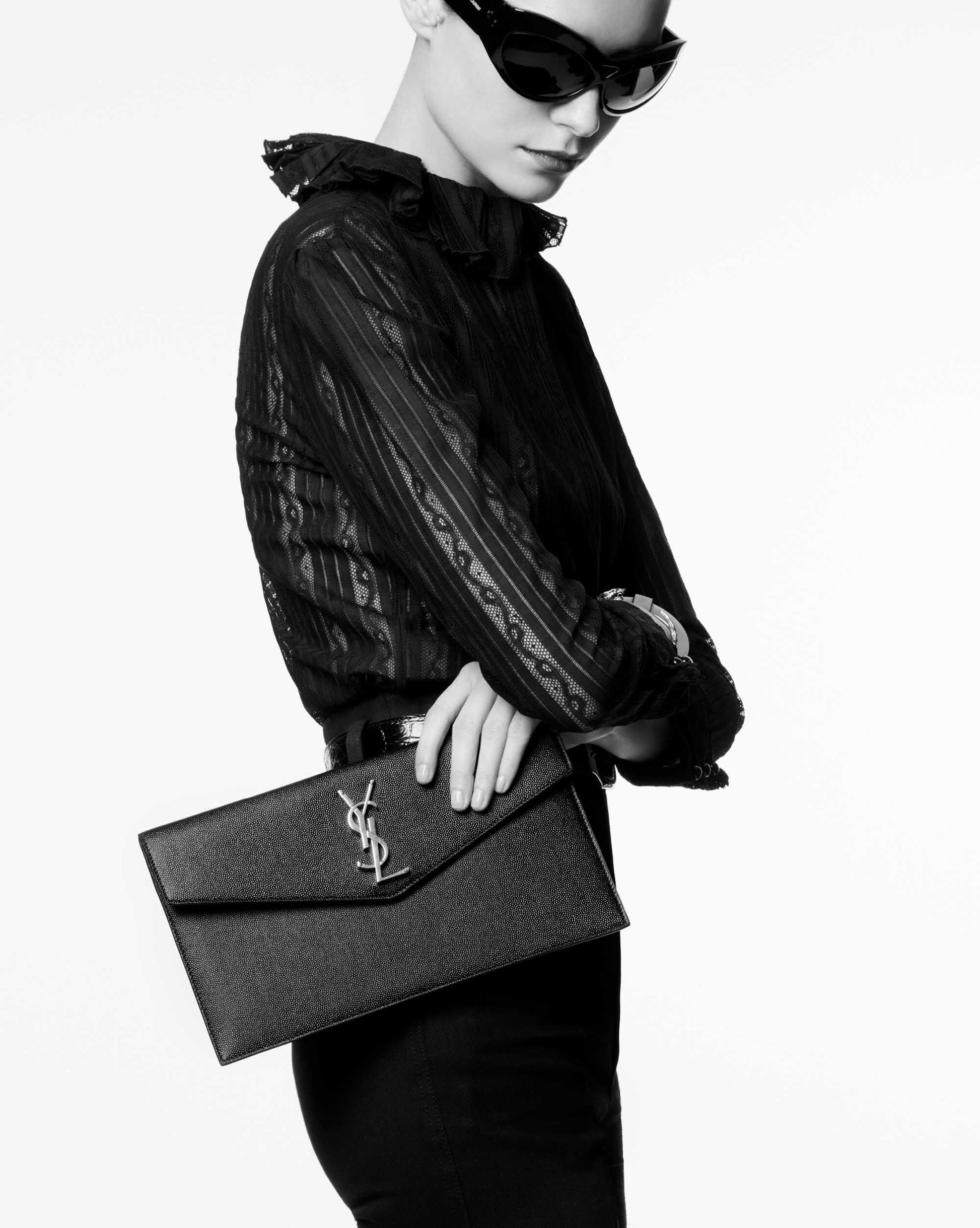 Saint Laurent Uptown Clutch Grain de Poudre Brand New (8047285960764)