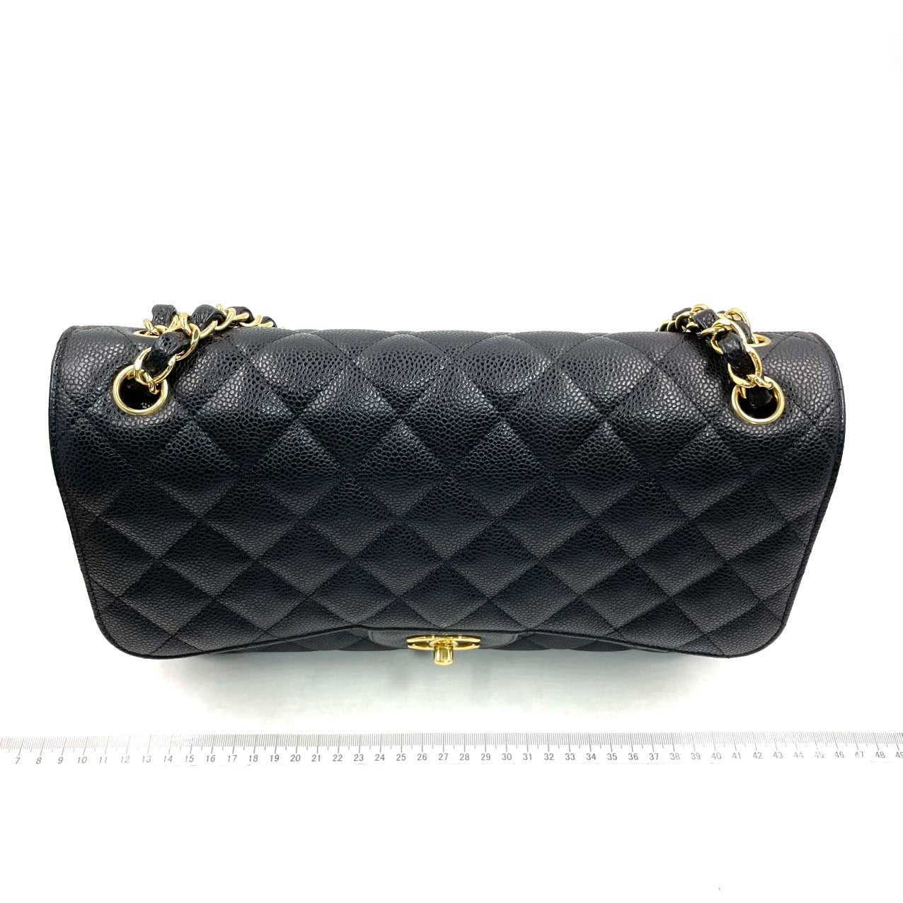 Chanel Classic Jumbo Flap Bag in Black Caviar Leather (7876795170876)