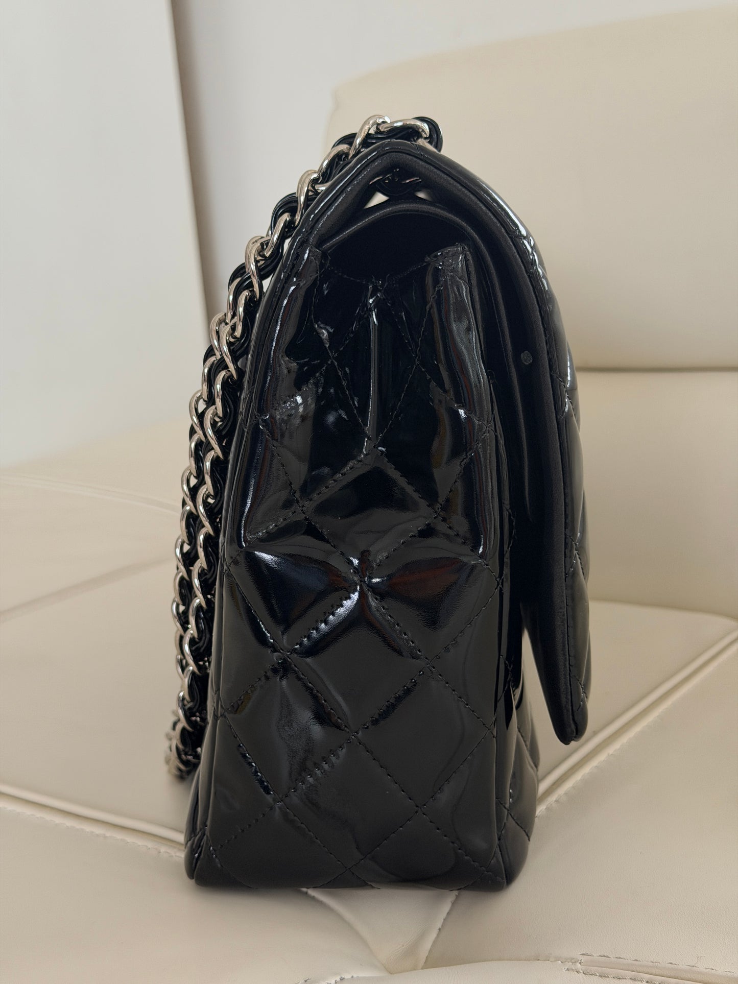 Chanel Classic Flap Jumbo Black Patent Leather