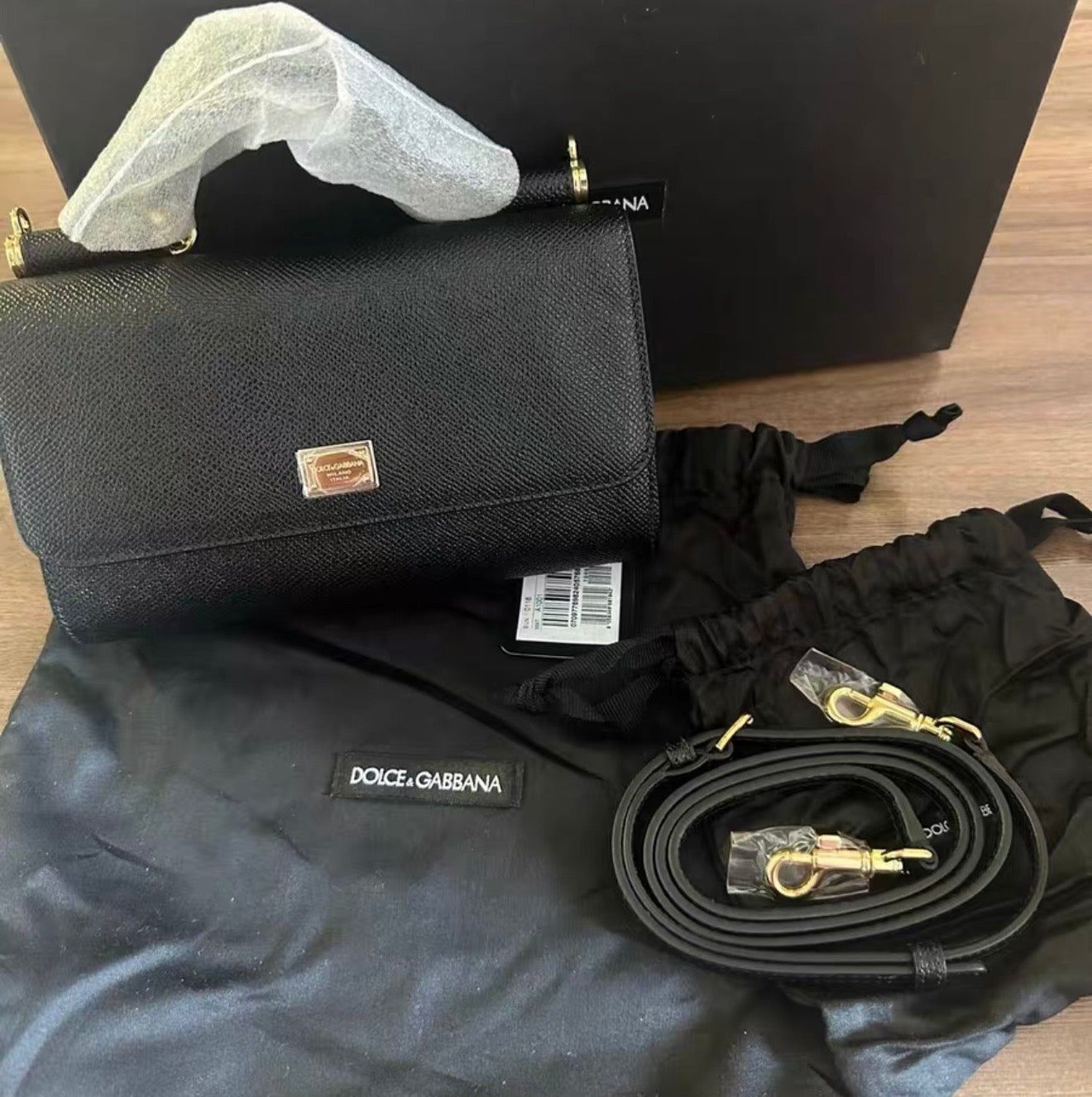 Dolce & Gabbana Sicily Mini 19 Black Leather Bag