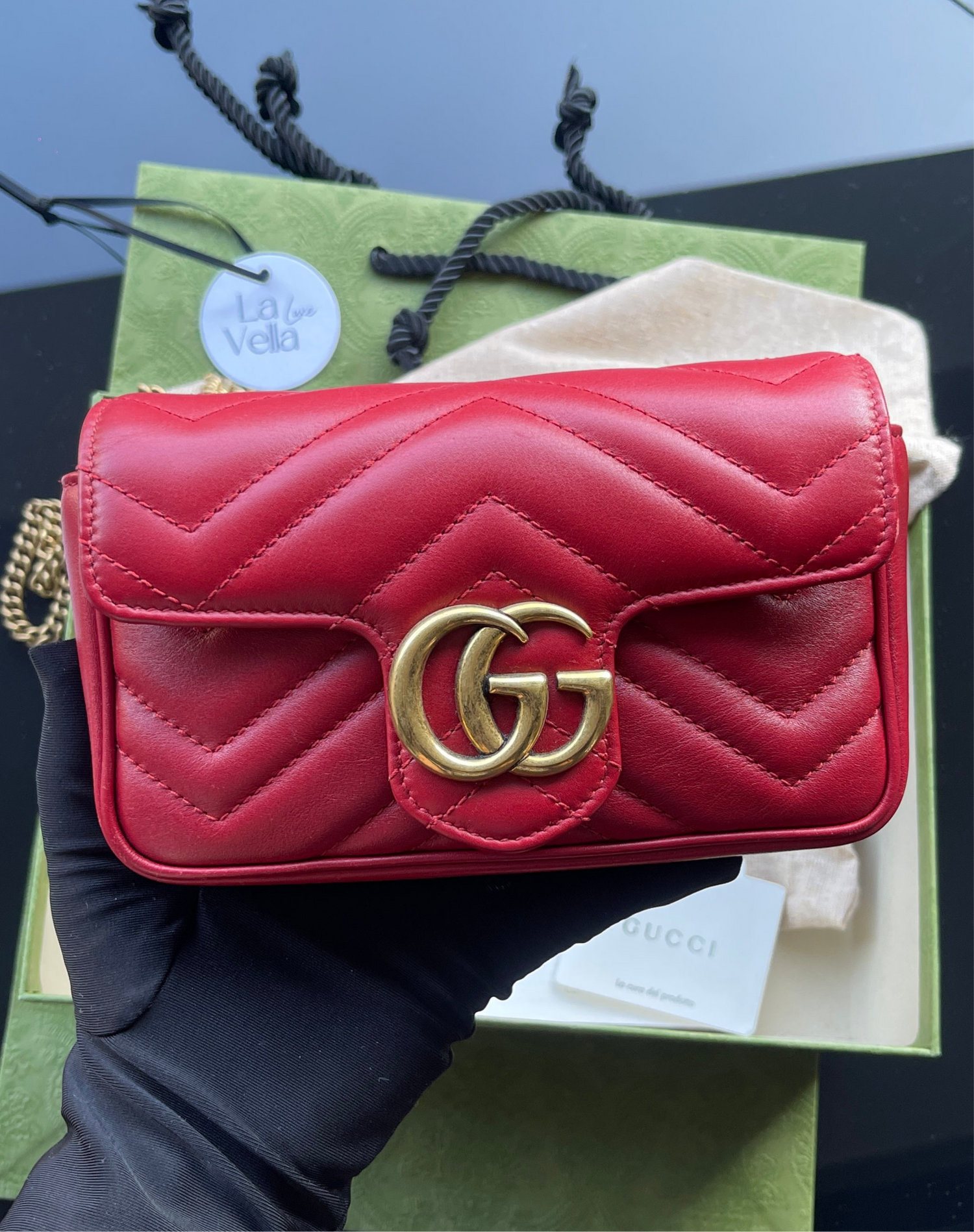 Gucci GG Marmont Super Mini Bag Red Brand New (8621944471612)