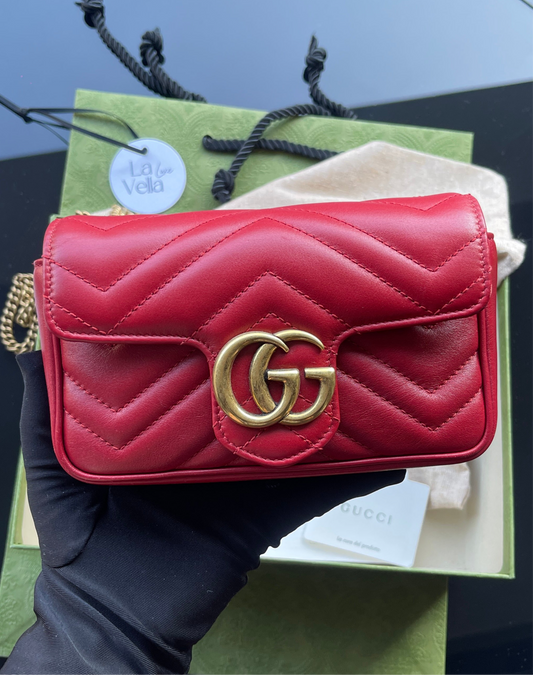 Gucci GG Marmont Super Mini Bag Red Brand New (8621944471612)