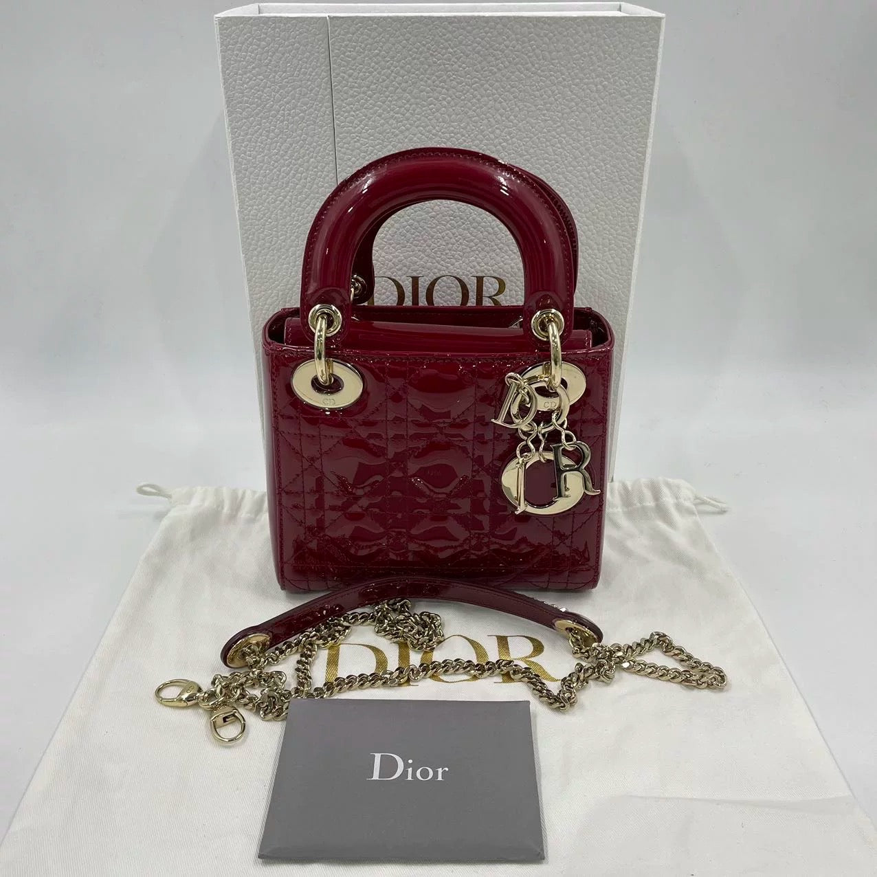 Lady Dior Mini Bag Patent Leather Red (7891262931004)