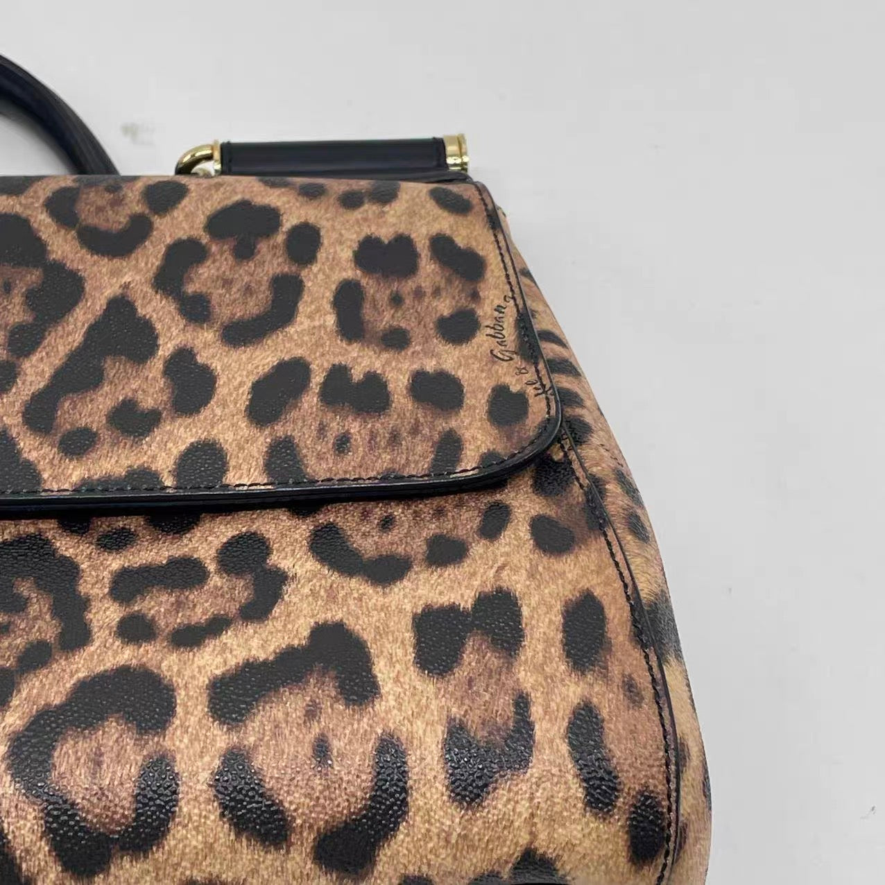 Dolce & Gabbana Miss Sicily Leopard Top Handle Bag 40cm