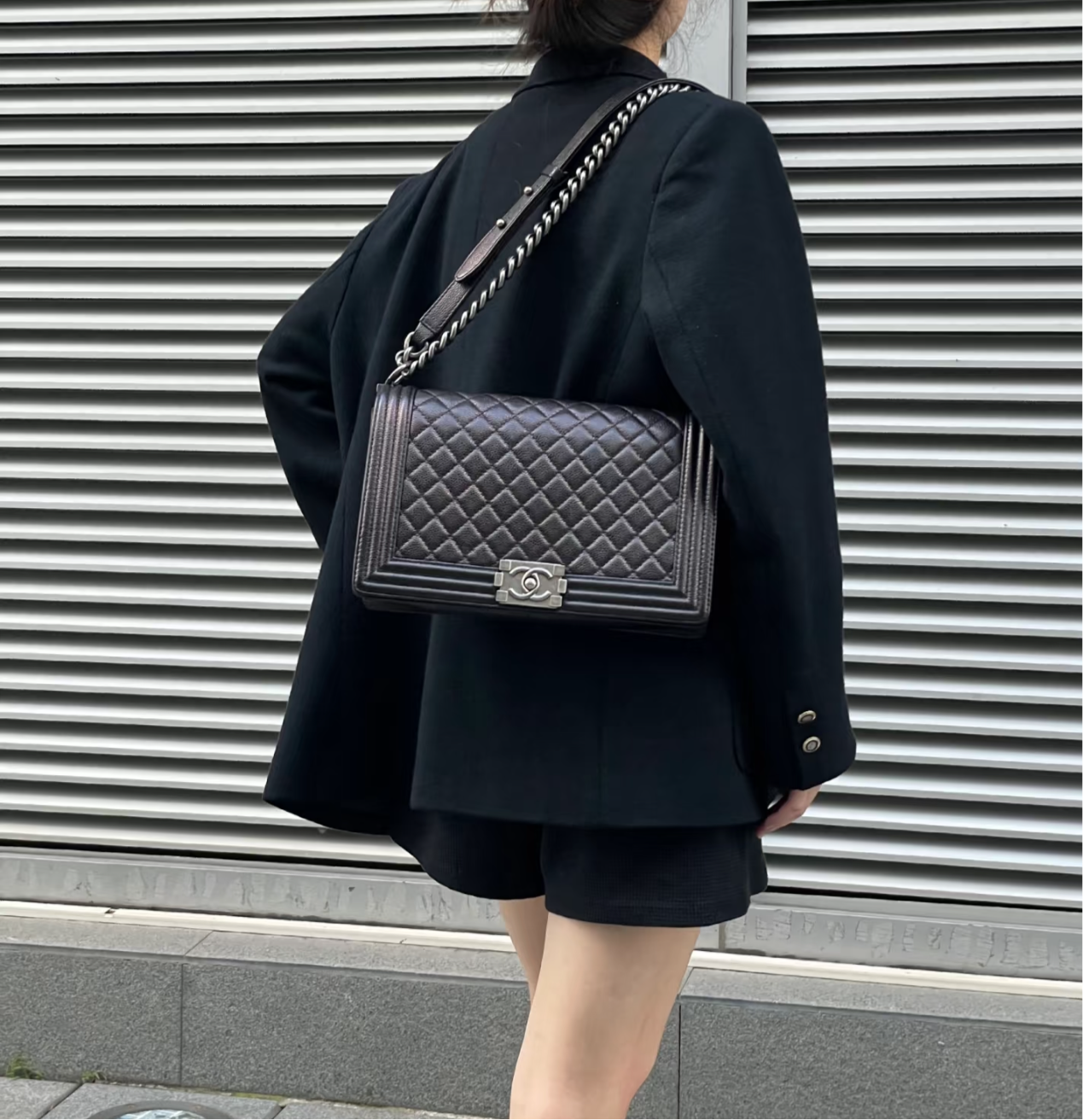 Chanel Black Quilted Leather Large Boy Bag (7970708488252)