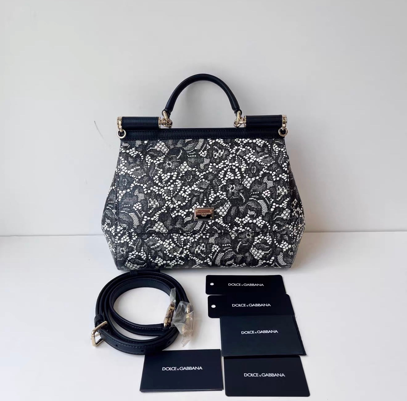 Dolce & Gabbana Miss Sicily Lace Top Handle Bag 26cm (New)